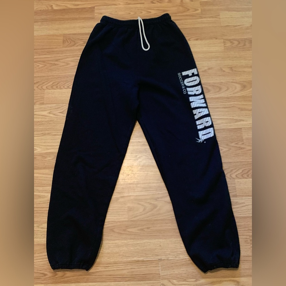Soccer “Forward” Logo Black Sweatpants- Adult Large - Worn once